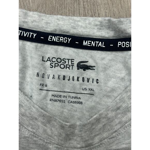 Lacoste Sport Mens Heather Gray Short Sleeve Crocodile Logo T-Shirt Size 3XL - Picture 4 of 7